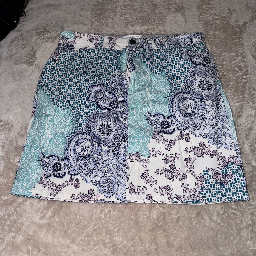 Croft & Barrow Blue and White Patterned Mini Skirt
